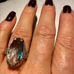 Sterling silver marcasite and blue topaz ring